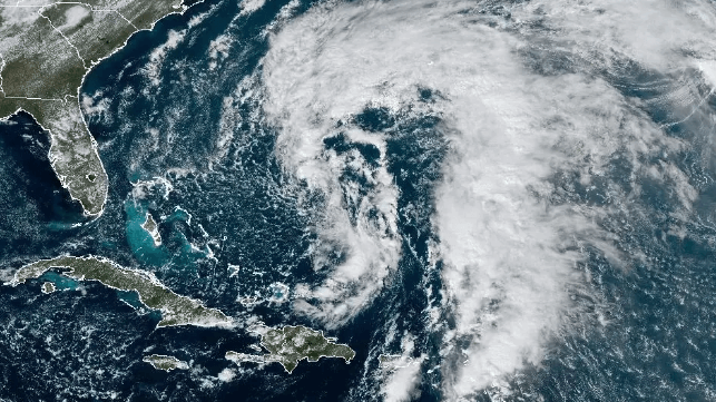 Satellite image of Subtropical Storm Nicole over the Atlantic