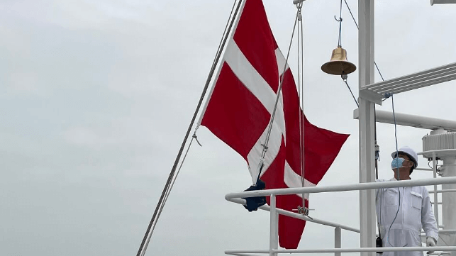 Danish flag on a ship