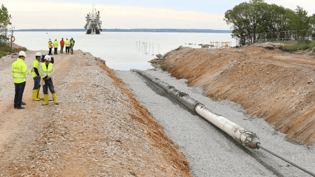 The new Balticconnector pipeline comes ashore near Inkoo, Finland, 2020 (Elergin file image)