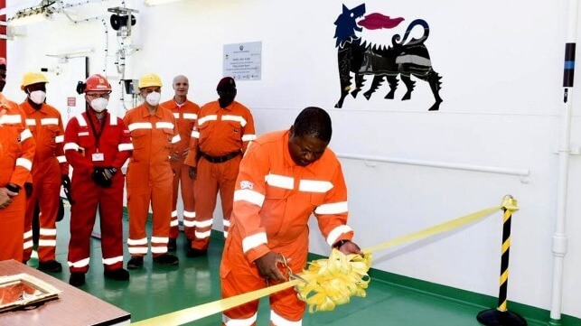 President of Mozambique Filipe Nyusi inaugurates Coral-Sul FLNG installation, November 2022 (Eni)