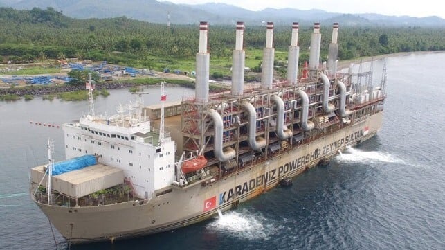 One of Karpowership's dozens of floating powerplants in action (file image courtesy Karpowership)