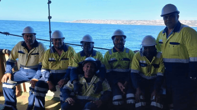 AMSOL photo of seafarers on a ship