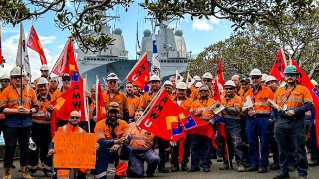 Australia shipyard workers on strike