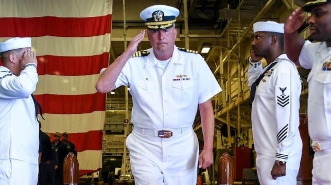 Capt. James Harney, Commodor of PHIBRON 5, aboard USS Boxer in 2023 (USN)