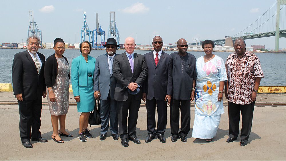 Pictured (left to right): Sander Daniel, Global Marketing, Holt Logistics Corp; The Honorable Thulisile Mathula Nkosi, Consul General, Republic of South Africa; Florizelle B. Liser, Assistant U.S. Trade Representative for Africa; His Excellency Joseph Henry Smith, Ambassador, The Republic of Ghana; Leo A. Holt, president, Holt Logistics Corp; His Excellency Daouda Diabate, Ambassador, The Republic of Cote d?Ivoire; His Excellency Limbiye E. Kadangha Bariki, Ambassador, The Republic of Togo; Her Excellency Lily Munanka, Ambassador, Republic of Tanzania; and His Excellency Api Assoumatine, Togolese Ambassador to Ghana.