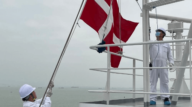 Flag raising for Danish flag