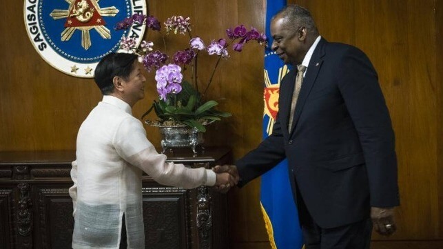 Philippine President Ferdinand Marcos, Jr. meets with U.S. Secretary of Defense Lloyd Austin, Jr., February 2023. The two announced a new U.S. basing agreement during Austin's visit to the Philippines (U.S. Secretary of Defense)