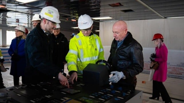 Mark Kelly on bridge of training ship