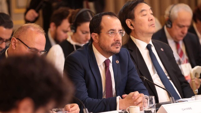 Cypriot President Nikos Christodoulides at an aid conference for Gaza in Paris, Nov. 9 (Nikos Christodoulides)