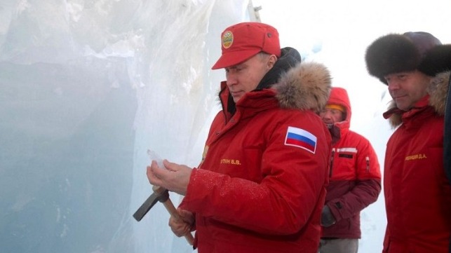 President Vladimir Putin photographed last year at one of Russia's Arctic outposts. Credit: Kremlin Photo