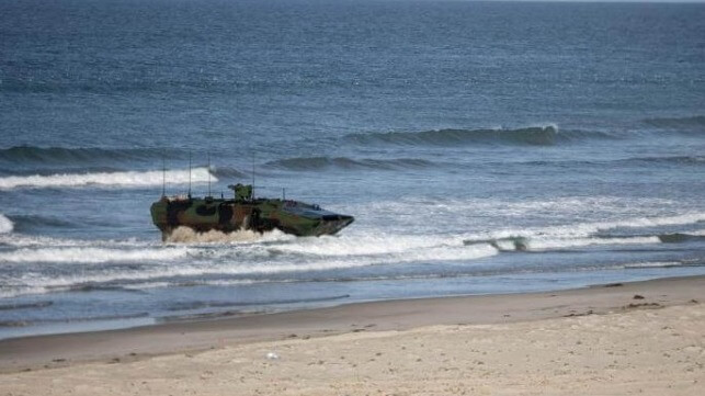 Another Marine Corps Amphibious Combat Vehicle Flips in the Surf Zone