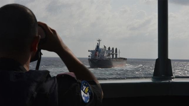 monitoring bulker at sea