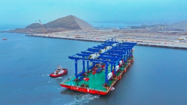 New cranes arrive at the freshly-built port of Chancay, Peru, 2024 (COSCO)