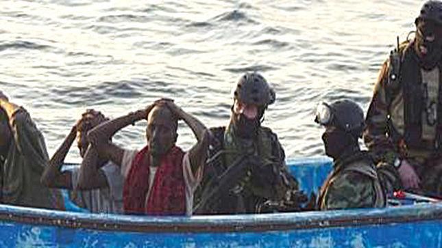 Captured Somali pirates