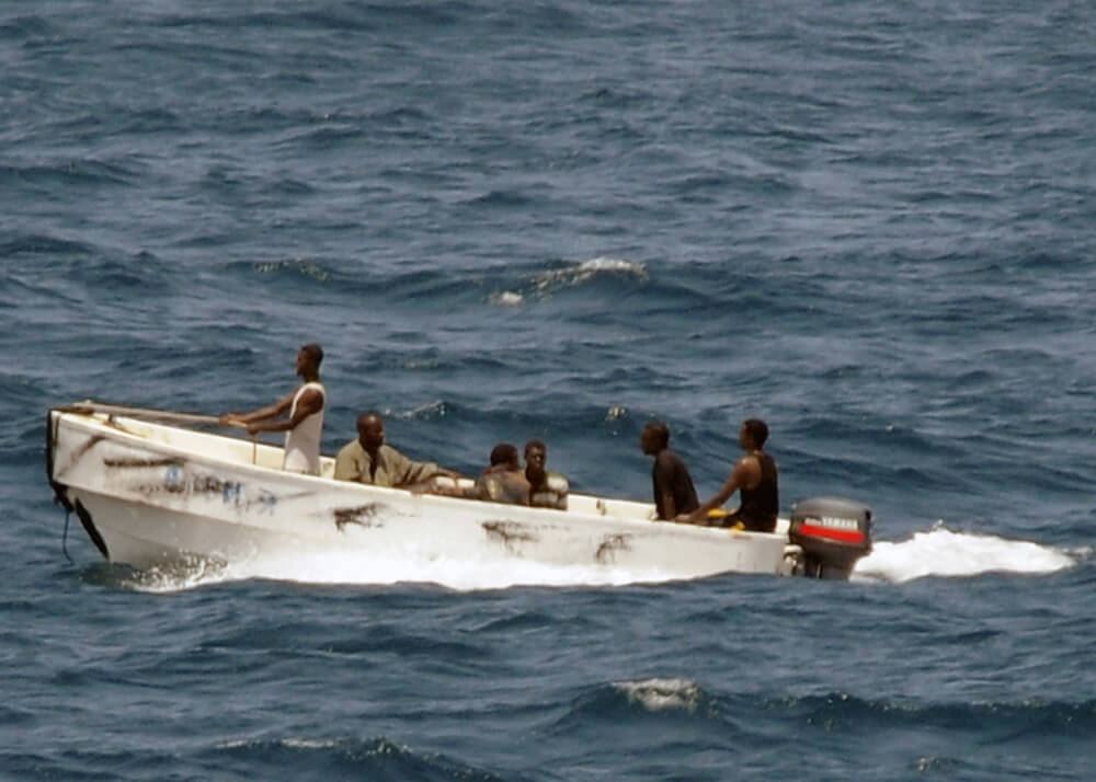 pirate group in small boat