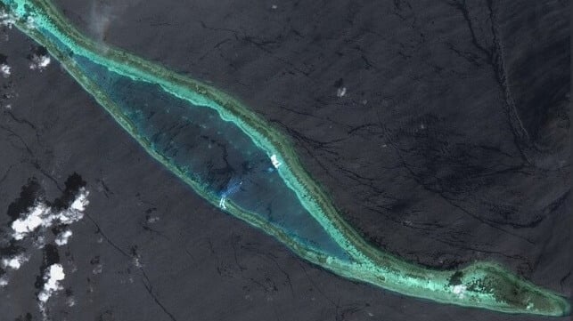 Barque Canada Reef, bottom center, is south of China's main bases in the Spratly Islands (U.S. State Department)