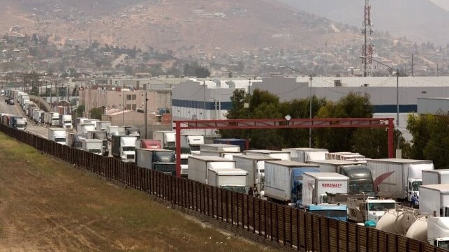 Truck traffic at a border crossing in Otay Mesa, California (CBP)