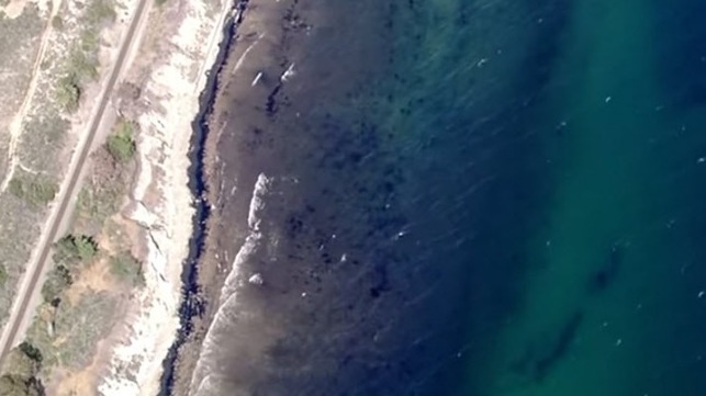 file photo: oil spill on Santa Barbara beach