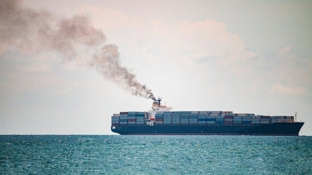 Smoke from container ship