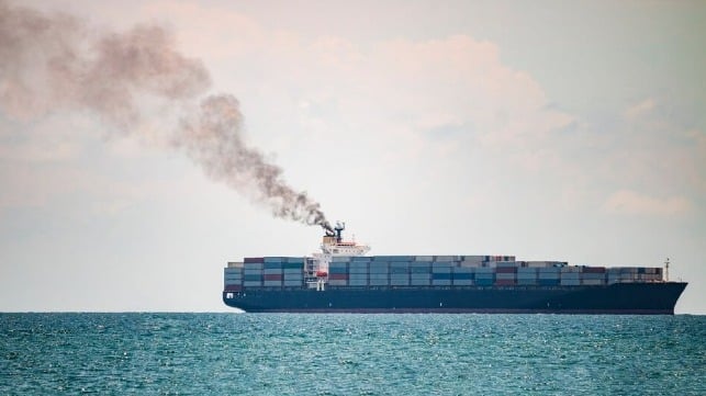 Container ship smokestack