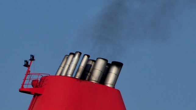 Smoke from a ship's exhaust stack
