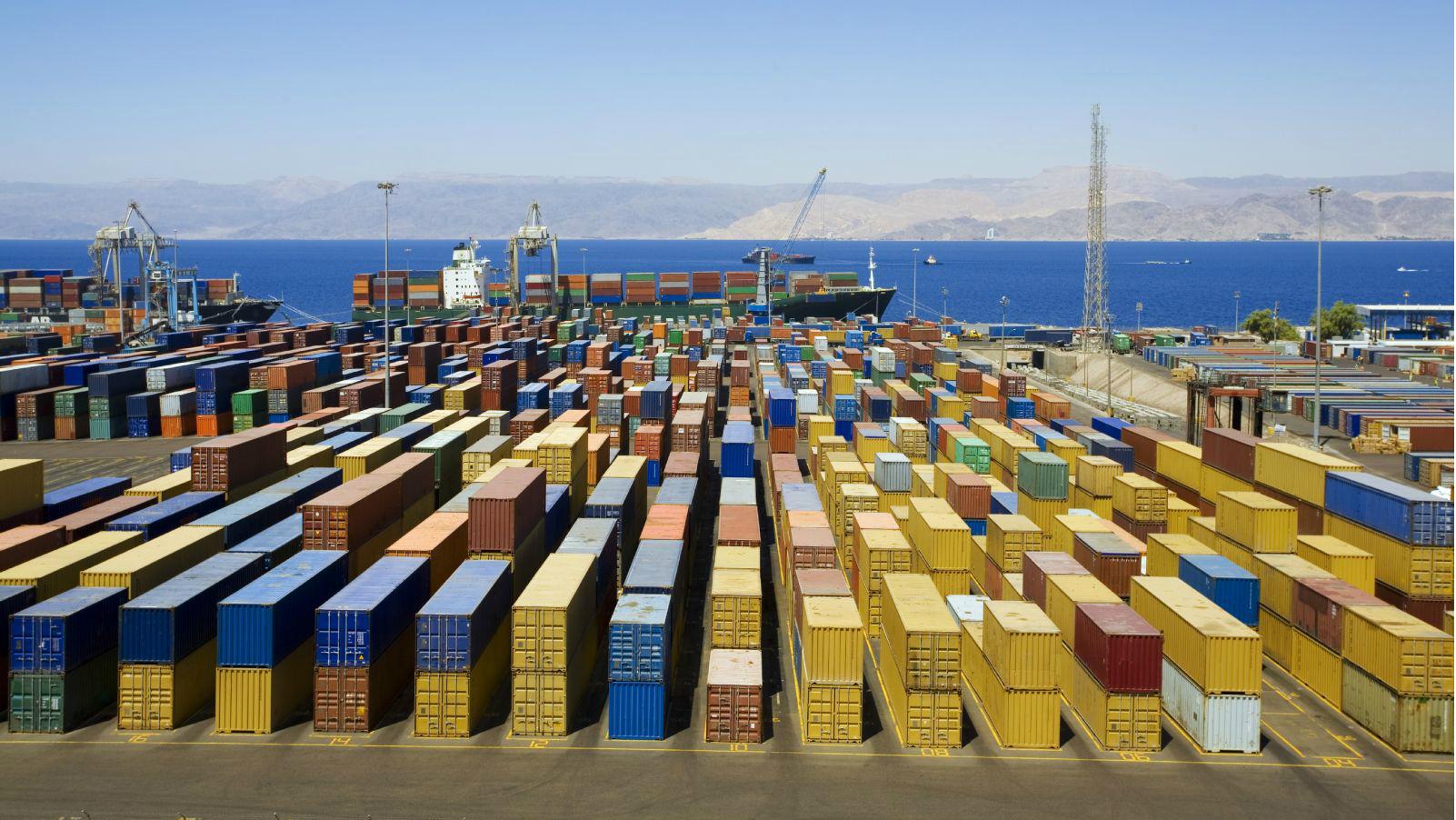 Containers at port