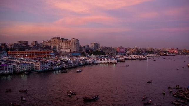 Bangladeshi ferries at sunset