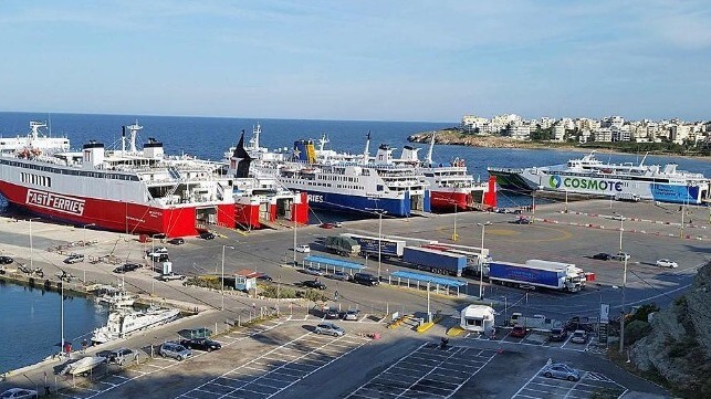 Greek port with ferries