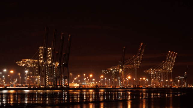 Southampton port at night