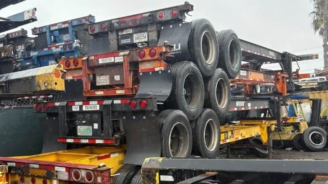 Allegedly stolen trailer chassis at a lot in Gardena, California (LA Port Police)