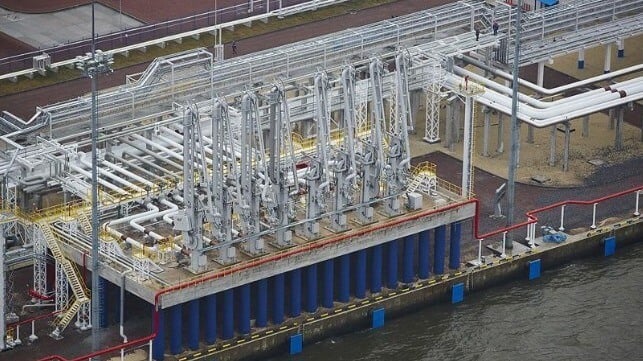 Loading arms at Novatek's Ust-Luga LNG terminal (Novatek file image)
