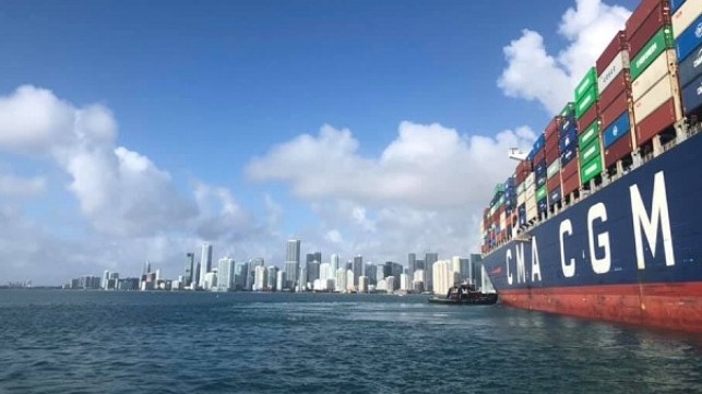 Largest Container Ship Arrives At Portmiami