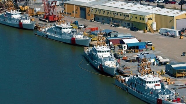 USCG cutters at shipyard