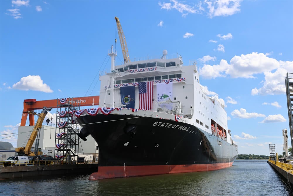 christening of US training ship State of Maine