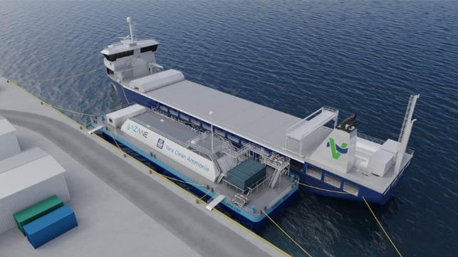 yara clean ammonia bunkering barge concept illustration