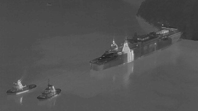 grounded ferry being refloated