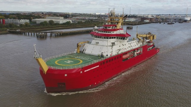 UK Antarctic research vessel begins maiden voyage 