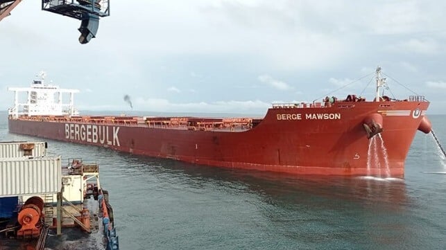 dry bulk carrier at anchor