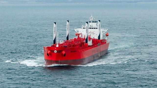 chemical tanker with wind sails