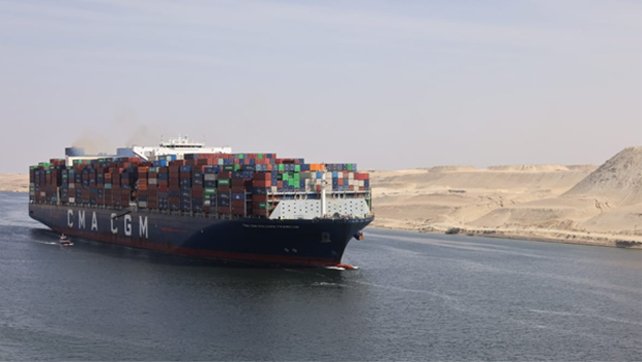 CMA CGM containership in Suez Canal