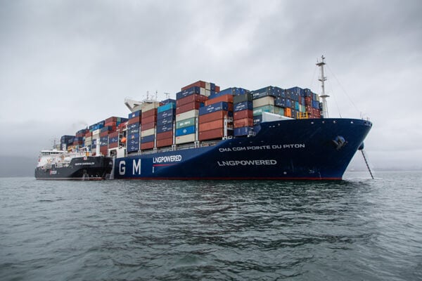 CMA CGM's containership completed the first LNG bunkering in Vancouver on March 9 (Seaspan)