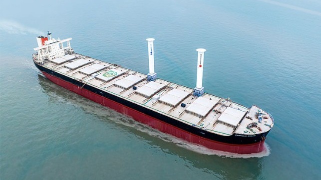 bulker with rotor sails