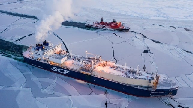 One of Novatek's 15 icebreaking LNG carriers en route from Yamal to Europe (file image courtesy Novatek)
