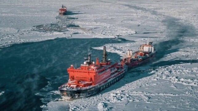 Northern Sea Route containership and icebreaker