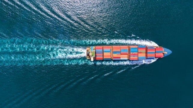 containership at sea