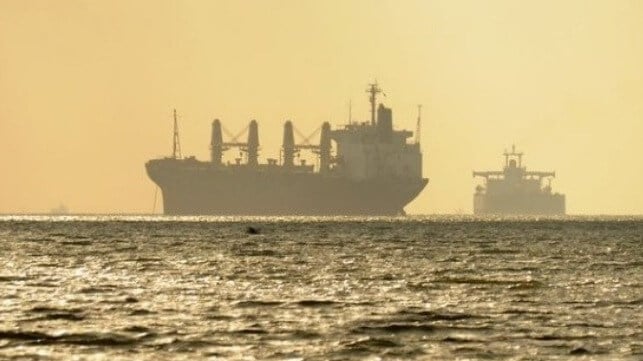 bulker at anchor