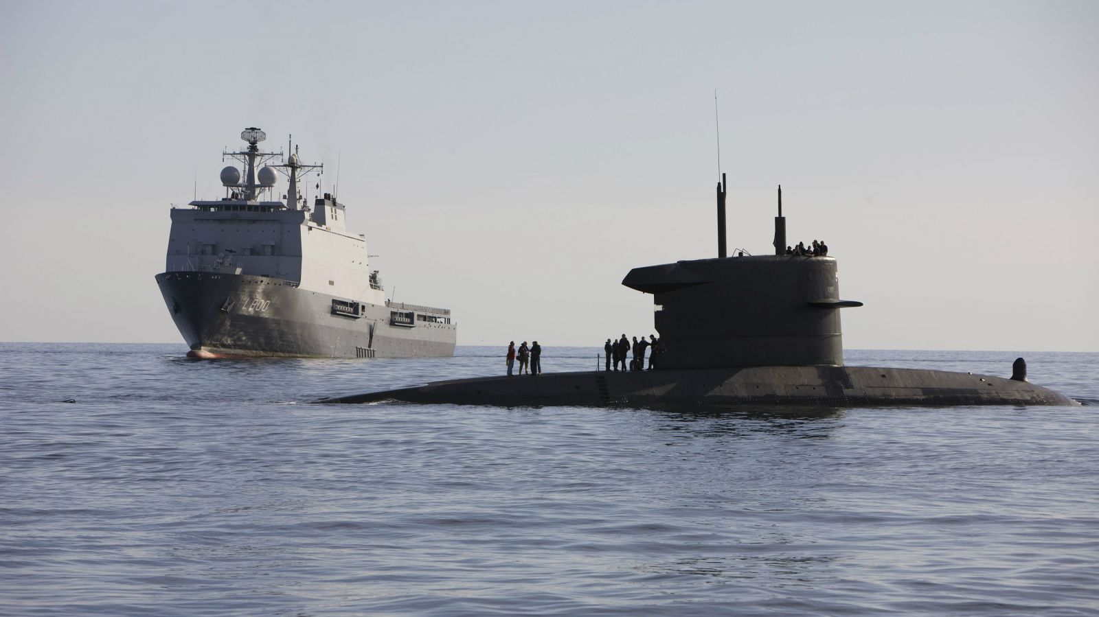 Submarine and ship