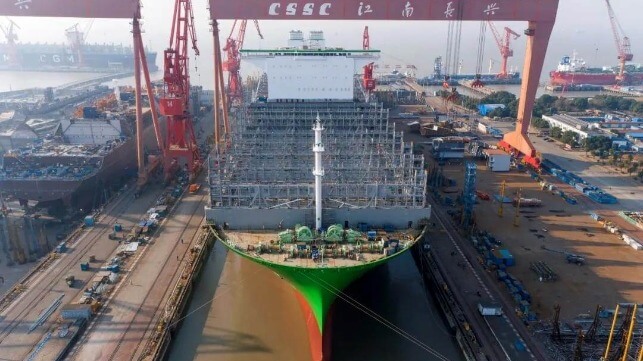 largest containership floated in China for Evergreen