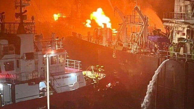 Firefighting operations aboard the tanker Sounion, September 2024 (JMIC)