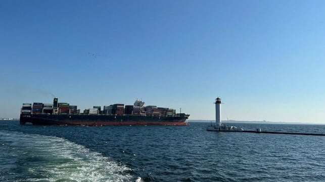 containership departing Odesa